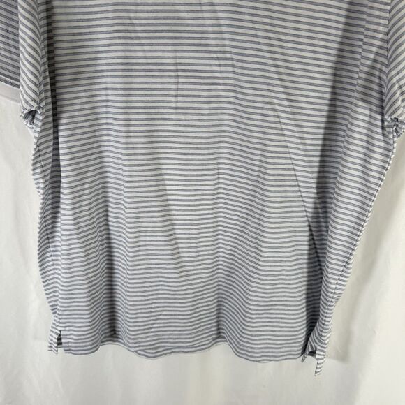 Roundtree Yorke Gold Label Polo Men Large White Striped Short Sleeve 100% Cotton - Picture 3 of 9